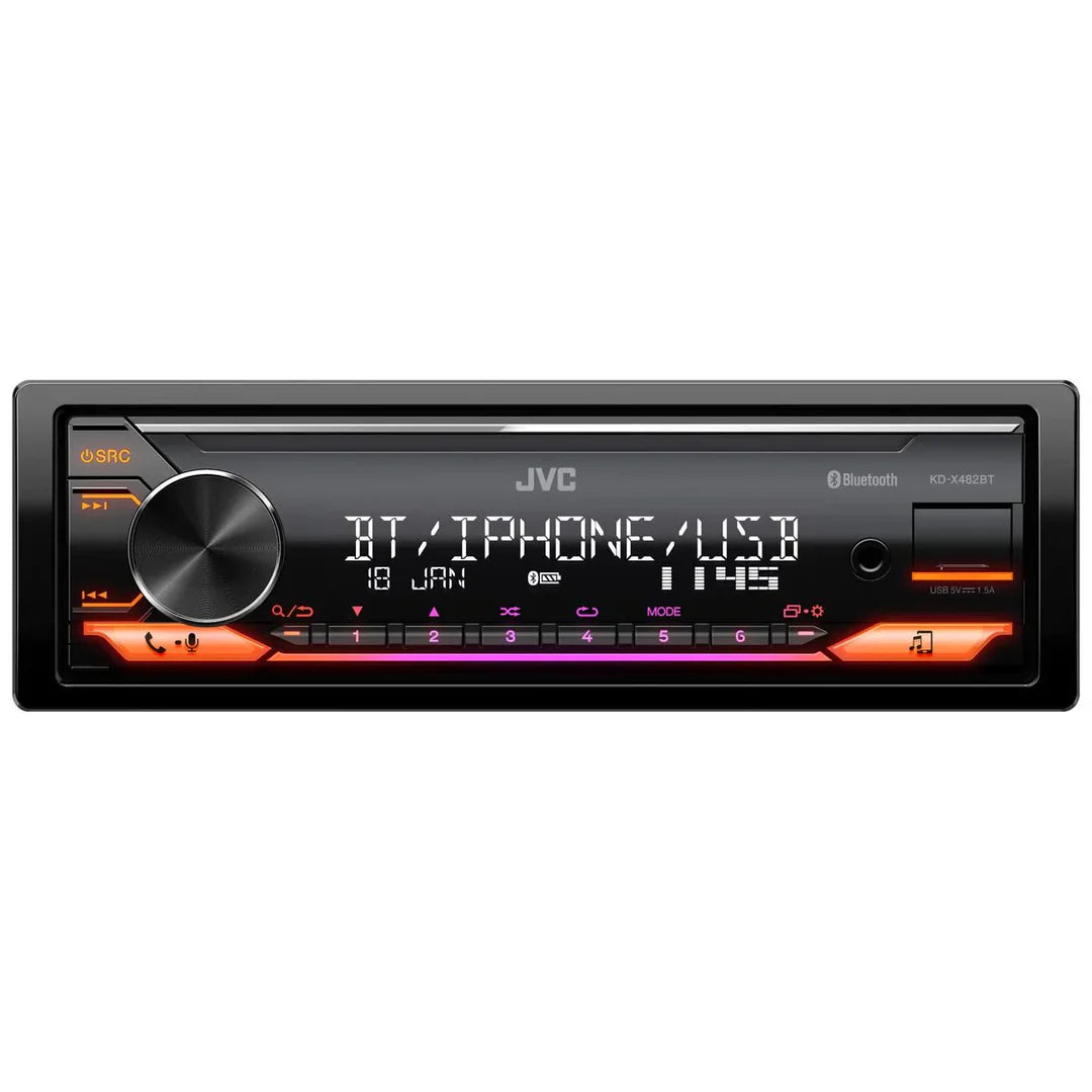 JVC Head Unit with Bluetooth/USB – KD-X482BT (Single DIN)