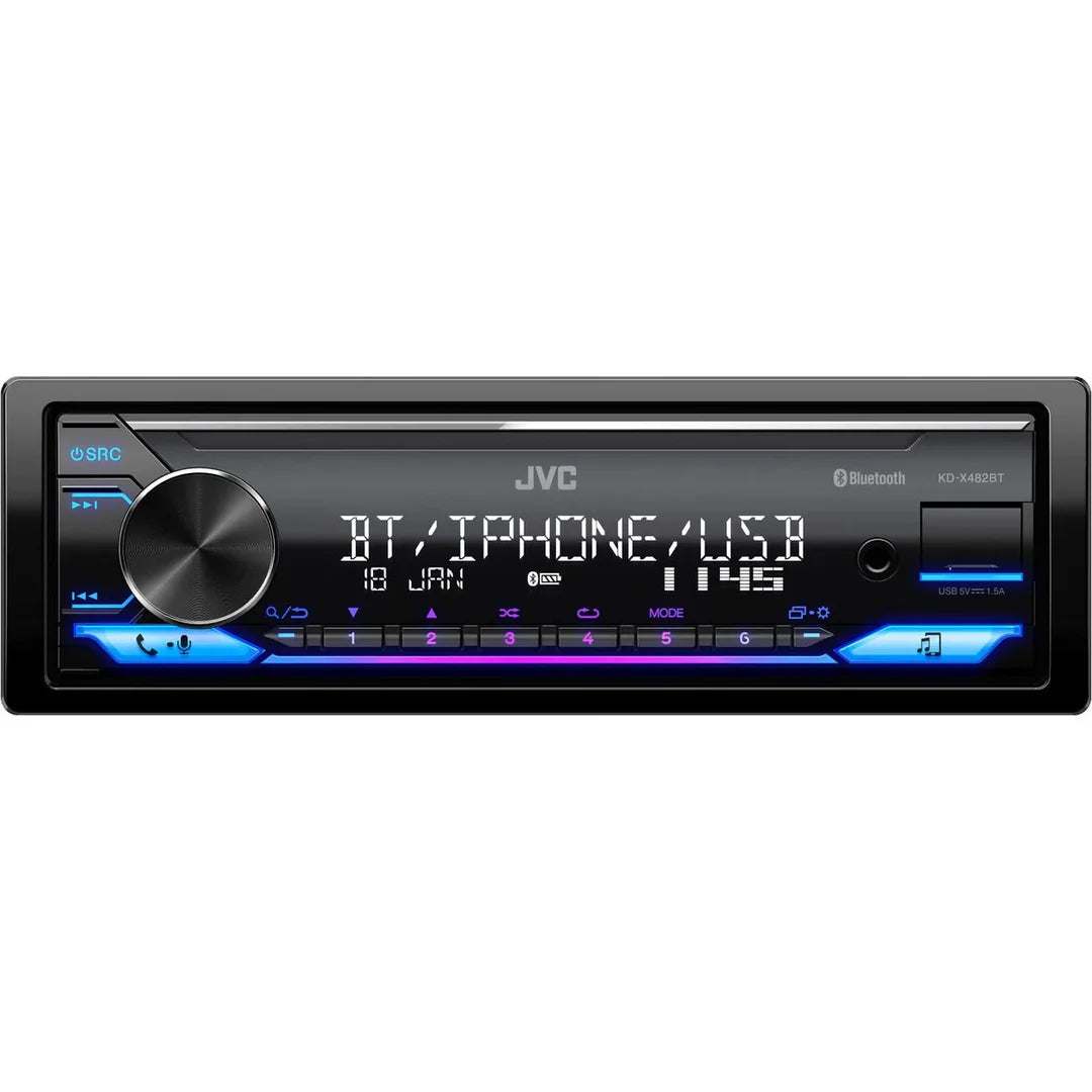 JVC Head Unit with Bluetooth/USB – KD-X482BT (Single DIN)